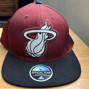 Adidas hat, Miami Heat burgundy, white and black